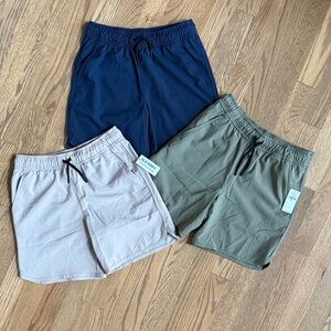 Old Navy Boy's Athletic StretchTech Shorts Bundle - Navy, Olive, Beige